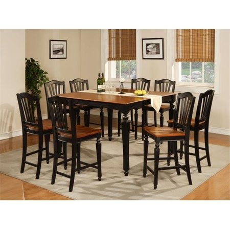 EAST WEST FURNITURE East West Furniture CHEL7-BLK-W Chelsea 7PC Set with Gathering 54 in. square counter height table and 6 wood seat stools CHEL7-BLK-W